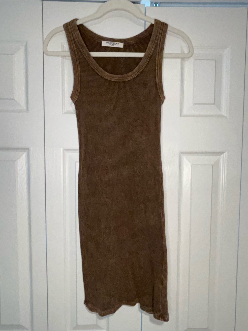Project Social T Ribbed Tank Midi Dress in Brown